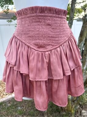 Altard State Dusty Rose Smocked Ruffle Skort XS Boho Tiered Mini